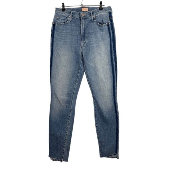 Mother Jeans The Stunner Zip Ankle Step Fray Jeans Light Kitty Racer Size 28 - Picture 2 of 16